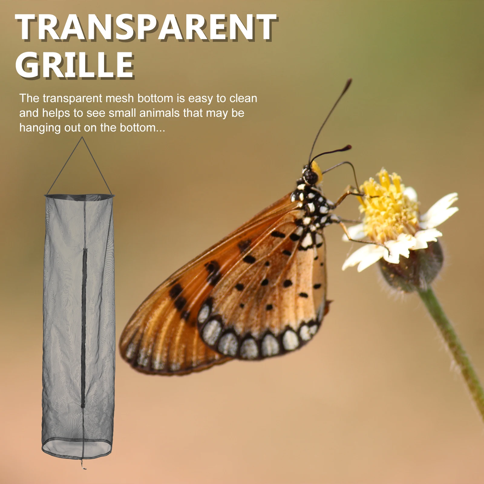 

Butterfly Hanging Insect Observation Box Breathable Bug Container Portable Bug Container Black Net Outdoor Reusable