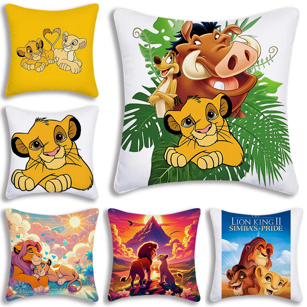 Disney Cartoon The Lion King Pillow Covers Cartoon Sofa Decorative Home Double-sided Printing Short Plush Cute Cushion Cover