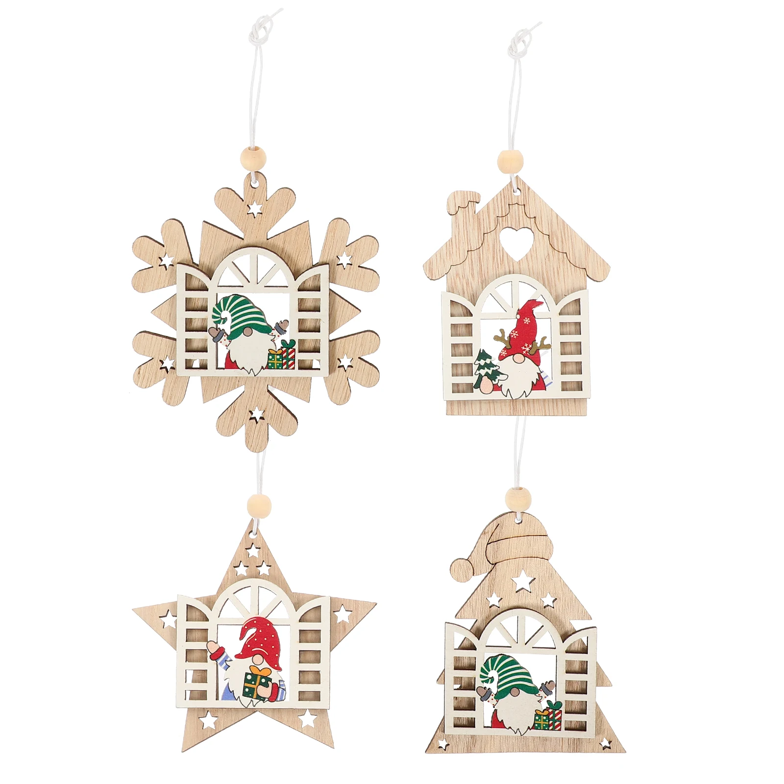 

12 Pcs Decoration Wooden Pendant Christmas Ornaments Small Decorations Tree Favor