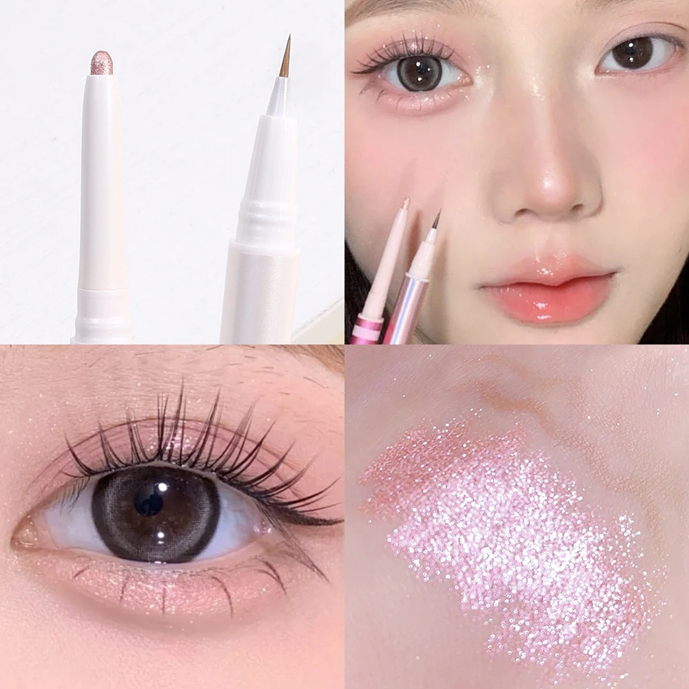 Glitter Lying Silkworm Highlighter Pen Waterproof Pearlescent Matte White Sliver Diamond Brighten Eyeshadow Stick Korean Makeup