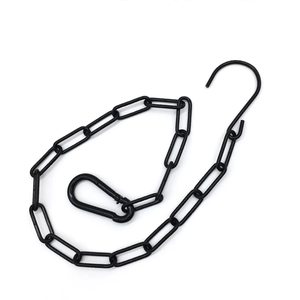 

2 Sets 50Cm Black Thickened Metal Planters Bird Feeders Lanterns Ornaments S Shape Hook Carabiner Heavy Duty Iron Chains Decor S