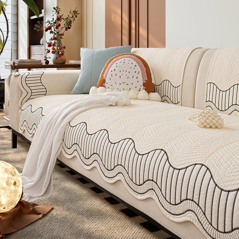 

Nordic Solid Color Cotton Sofa Cushion for All Seasons Universal Non-slip Sofa Cover Cover New 2025 Backrest Cover Cloth Towel
