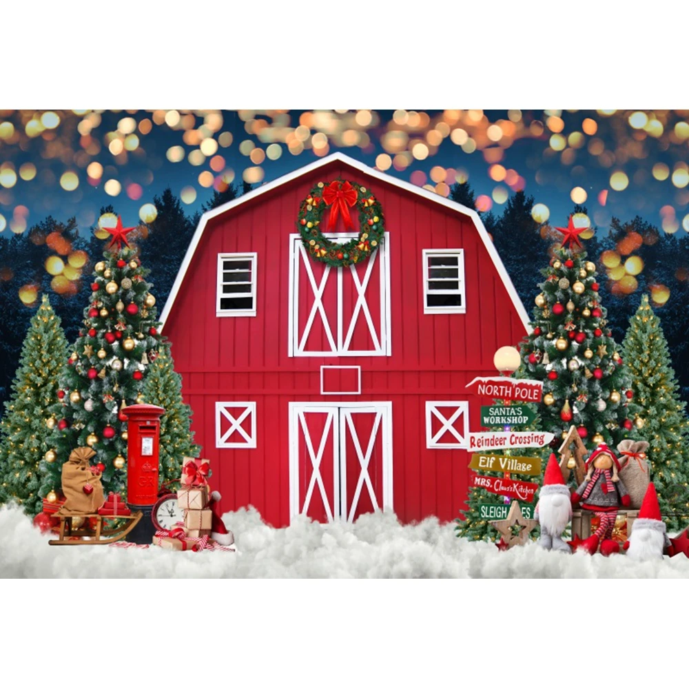 Merry Christmas Backdrop Photography Winter Window Santa Claus Party Decor Baby Portrait Photographic Background Photo Studio