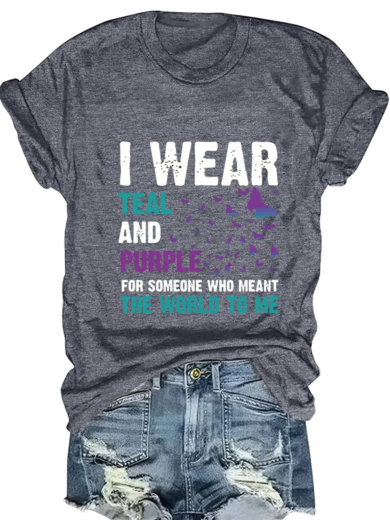 

Fashionable Ladies round Neck Short Sleeve T-Shirt with Letter Pattern Print Casual Comfortable Women's Top