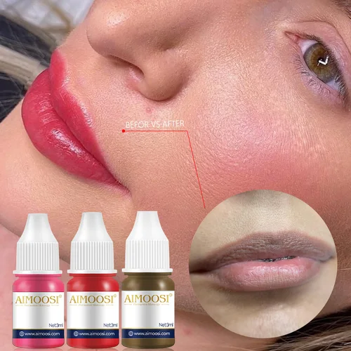 AIMOOSI tintas para labios pigmentos de maquillaje permanente ceja tinta de Microblading profesional belleza salud suministros de tinta para tatuaje 3ml