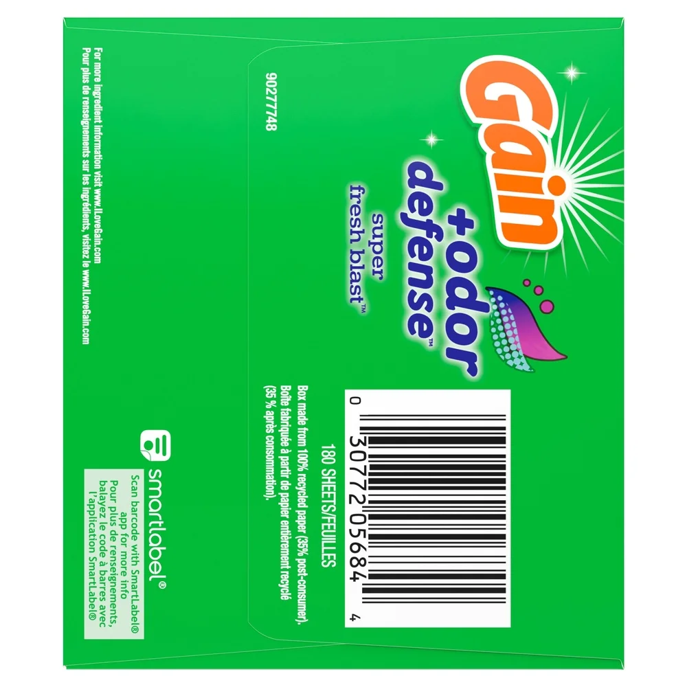 2パック消臭乾燥機シート180枚入りスーパーフレッシュブラストの香り静電気防止柔軟剤シート頑固な汚れを除去