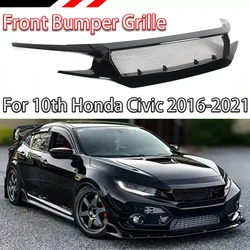 For 10th Honda Civic FK7 FK8 TYPE-R Fiberglass Front Bumper Grille Racing Car FC JS N1 Style Medium Mesh Grill  Accessories