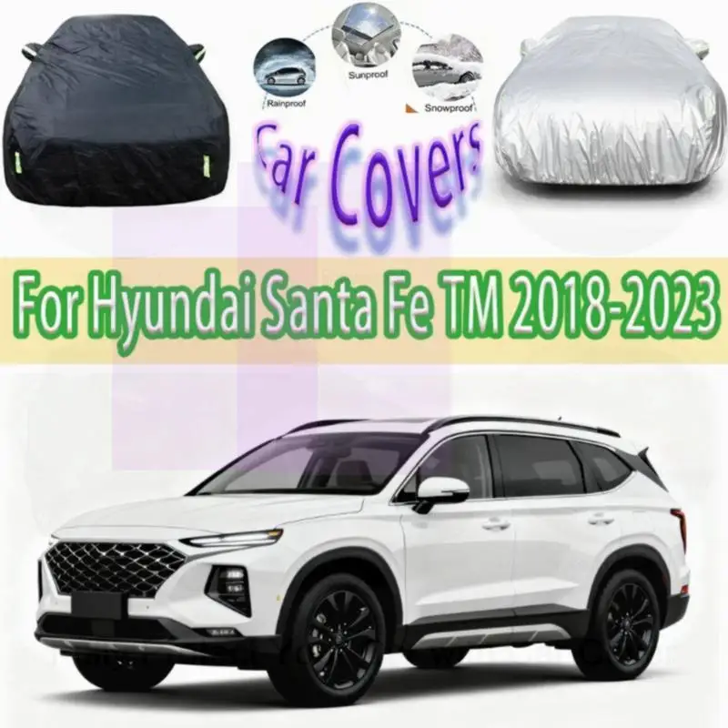 

Для наружной защиты, полная для Hyundai Santa Fe 2018-2023, водонепроницаемый пылезащитный внешний солнцезащитный козырек, снежный чехол, автомобильные чехлы