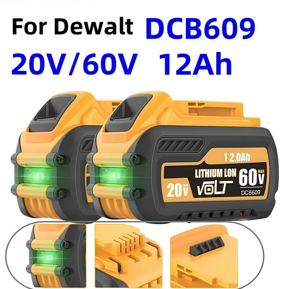 

60V 12000mAh For Dewalt DCB609 Battery Replacement Li-ion Battery DCB200 DCB606 DCB205 DCB206 DCB209 DCB182 Power Tool Battery.