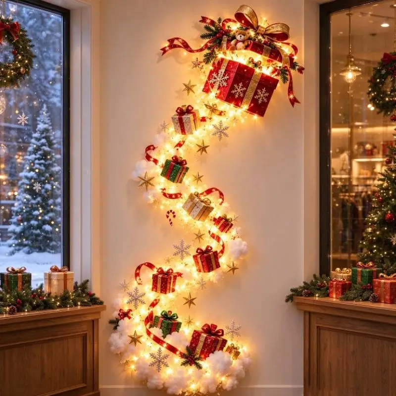 1Pcs Warm Glow Angel Figurine Night Light Angel Star Wall Lamp LED Meteor Wall Light Home Bedroom Holiday Christmas Wall Decor