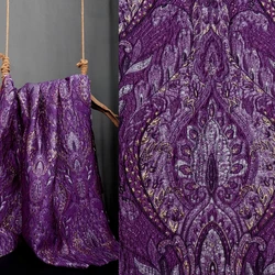Purple Relief Jacquard Fabric Exotic Court Style Bright Silk Blended Three Dimensional Texture Jacket Designer Fabric