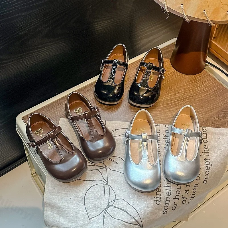 

Новинка весны 2024, нишевые туфли на плоской подошве в стиле ретро для девочек, детская модная элегантная обувь на мягкой подошве, удобные удобные одинарные туфли