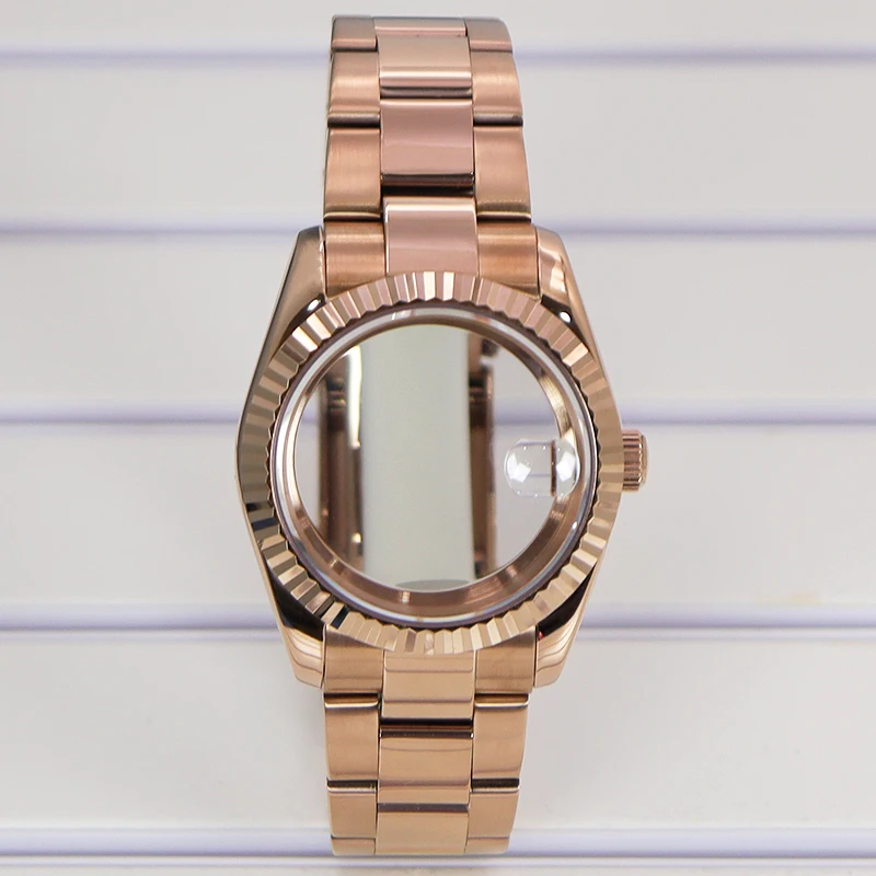 

36/39mm Fluted Curved Watch Case Bracelet Parts For Seiko Nh35 Nh36 Nh34 Miyota8215 Movement 28.5mm Dial Sapphire Glass Datejust
