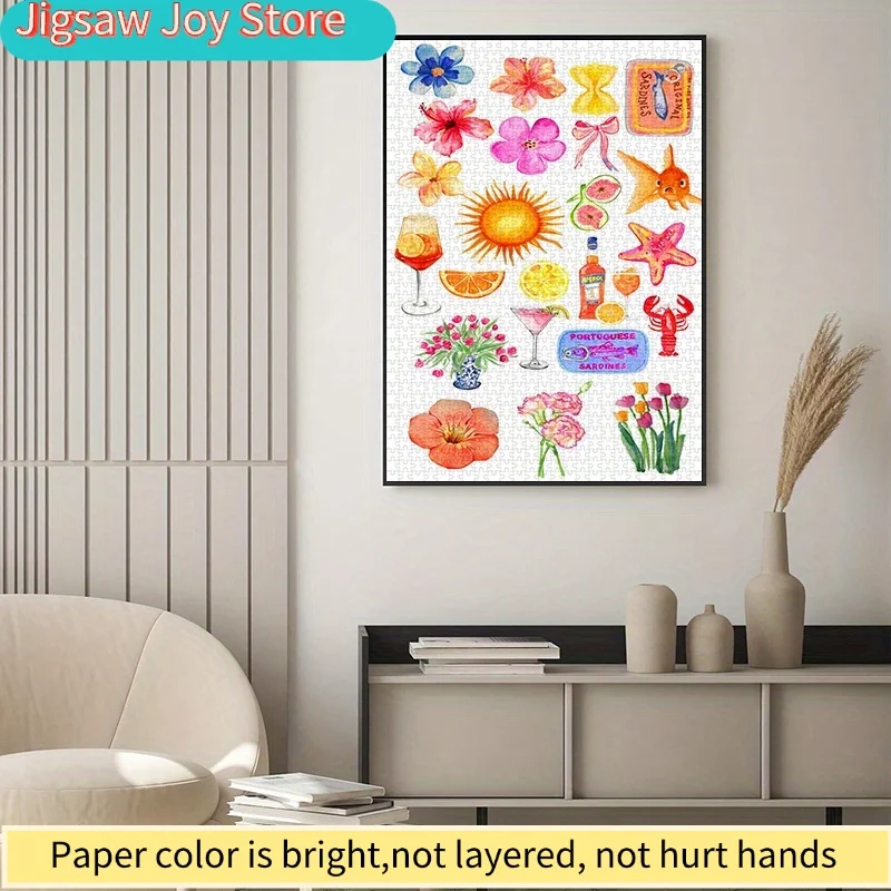 

Бумажный пазл, пазл-конструктор (летние элементы, фрукты, напитки, морепродукты, цветы), пазл для взрослых, бумажный пазл, подходит для лэй