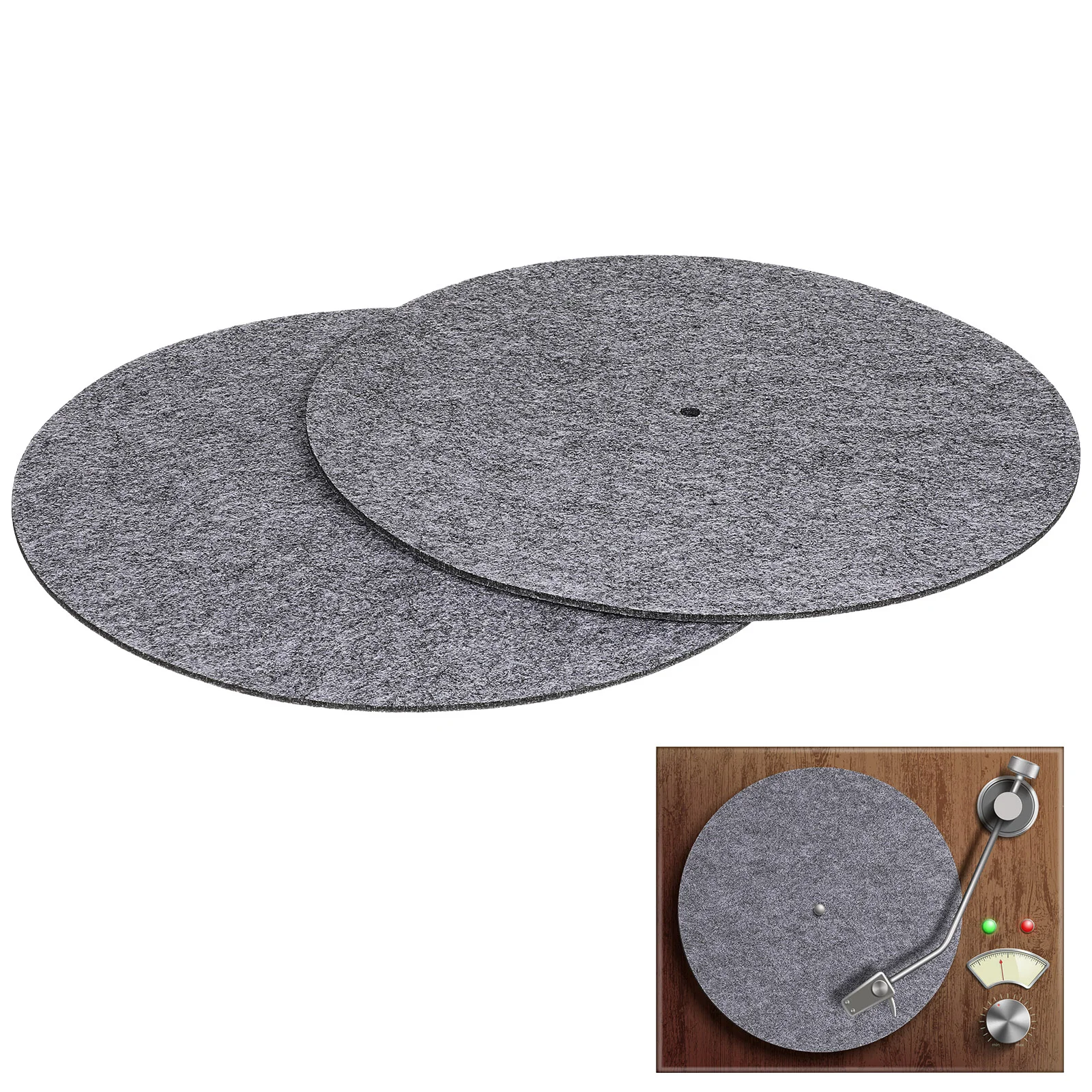 2 Pcs Felt Turntable Mat Record Dish Washer Protective Slipmats for Vinyl Player