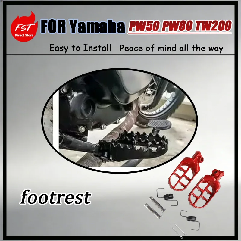 For Yamaha PW50 PW80 TW200 Anti-Slip Aluminum Alloy Foot Pegs with Reinforced Edges Enhanced Durability Stable Footrest Assembly