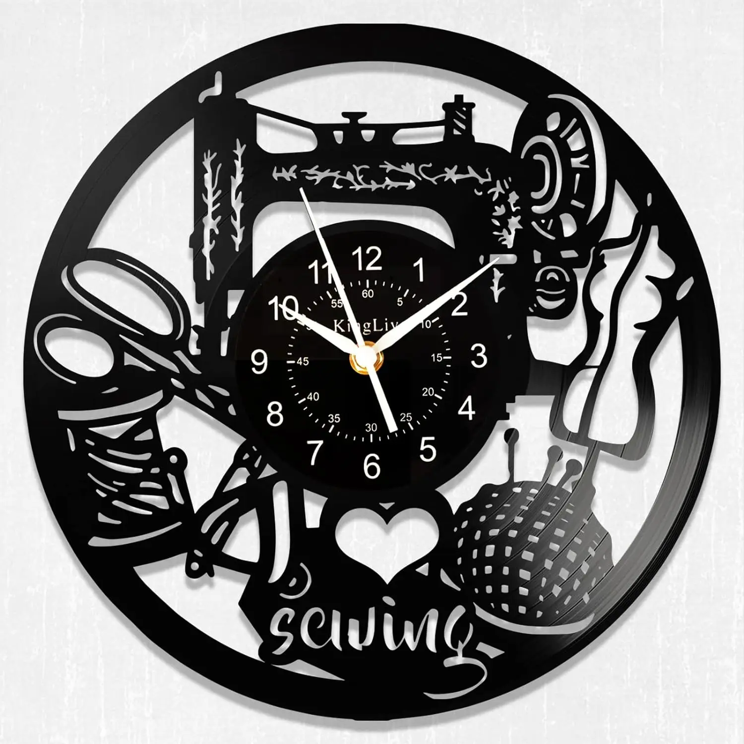 ZK30 16 Color LED Wall Clock Sewing Machine Personalizable Decorative Round Vinyl Wall Clock for Home Office School Art Decor