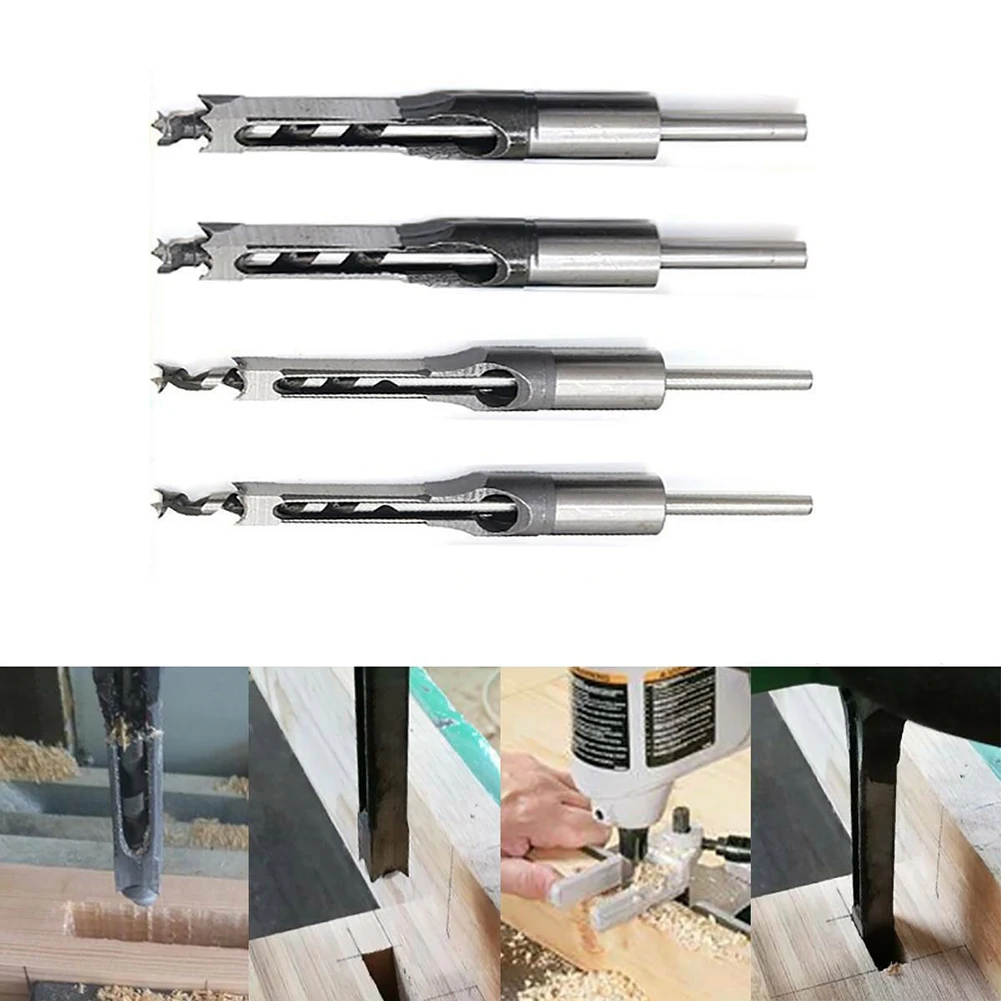 3/4Pcs Square Hole Drill Bits Auger Drill Bit Set Mortising 19mm Clamping Shank Woodworking Saw Mortise Chisels Power Tool