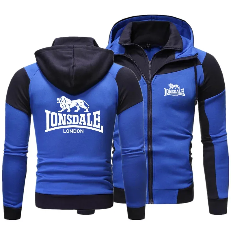 2024 Men\'s LONSDALE Hoodie Fashion Zipper Sweatshirt Extra Large Pullover Motorcycle Jacket Coat Street Clothing