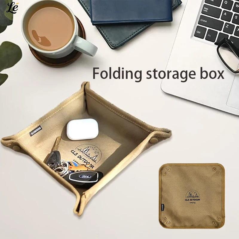 

Foldable storage box - Multi Use Camping Canvas Tray For Jewelry Office Supplies & Outdoor Essentials Compact Portable Design