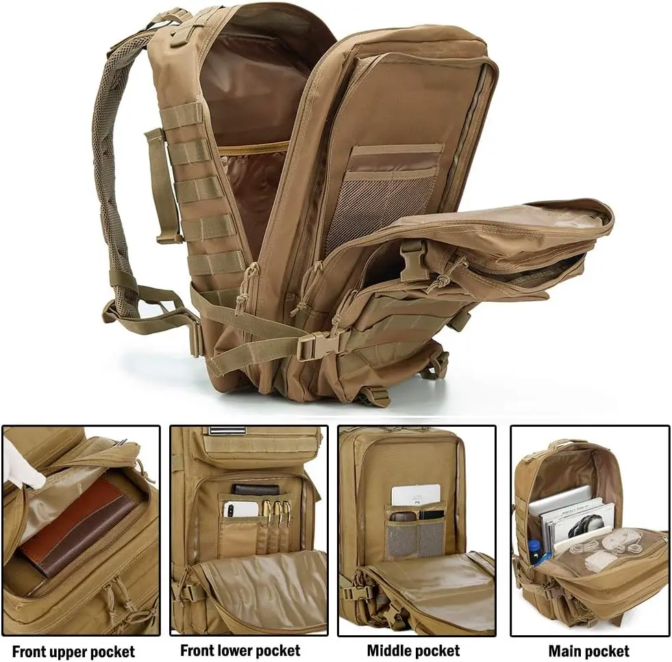 Zaino tattico militare da 45 litri per uomo: grande escursionismo, campeggio, trekking, borsa per insetti, pacchetto d'assalto di 3 giorni