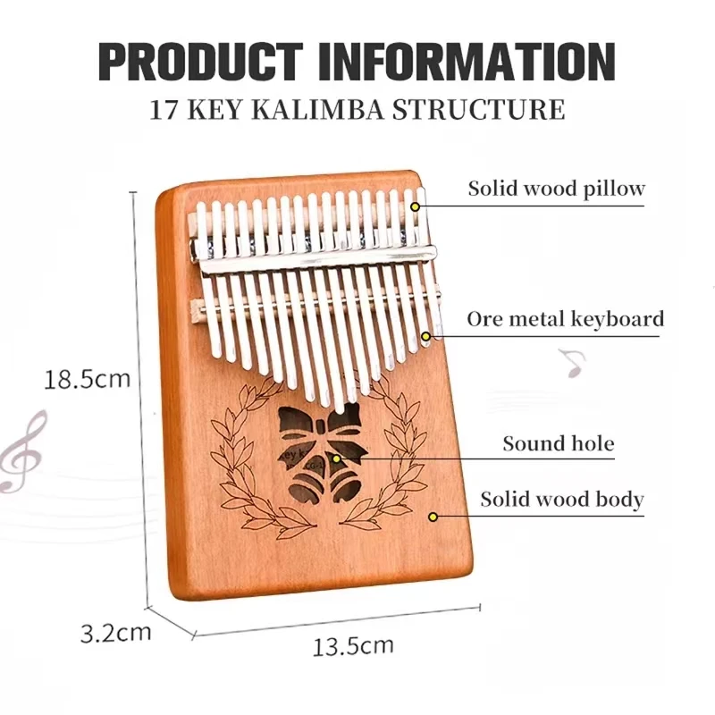 Portable 17 Keys Kalimba Thumb Piano High Quality Wood Pianoforte Musical Instruments Present For Kids Beginners Teens Adults