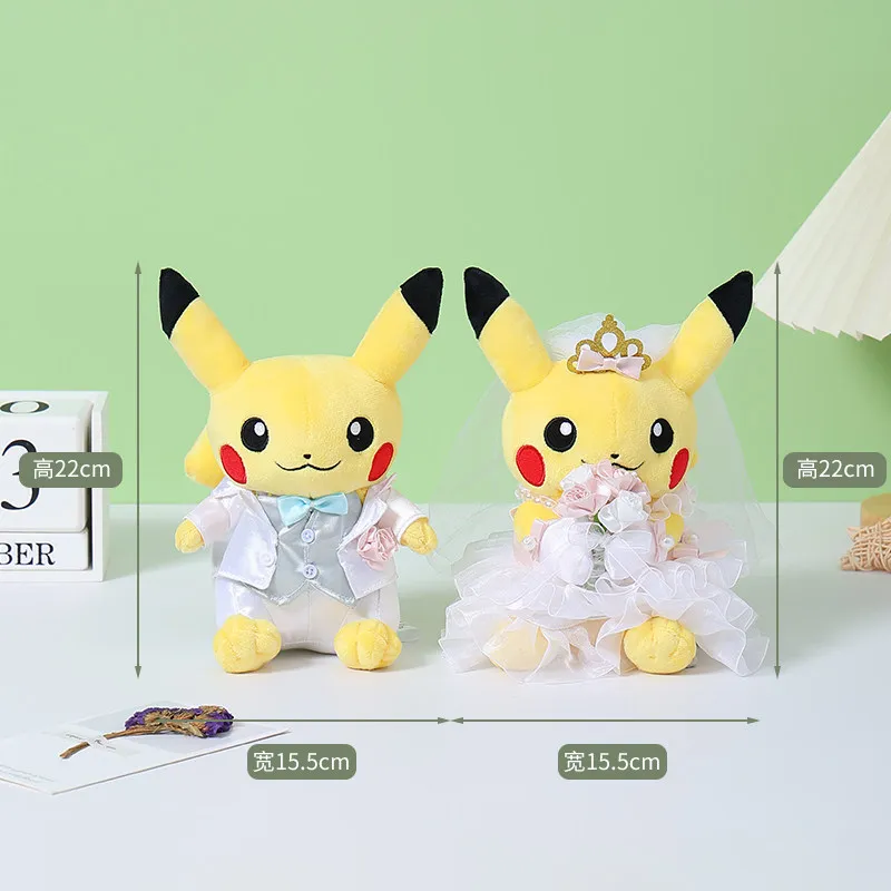 Japanese Pokémon Wedding Dress Pikachu Plush - Bridal Couple Doll & Souvenir