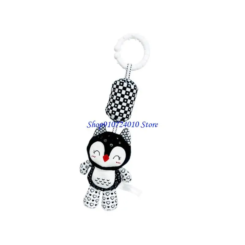 77HD Baby Early Education Toy Zacht Zwart Wit Dierenpluche Hanger Wieg Mobiel