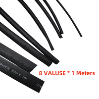 8 Meter/set Heat Shrink Tubing 1/2/3/4/5/6/8mm 2:1 Black Insulation Shrink Wrapping Heat Shrink for Cable DIY Connector Wire Kit