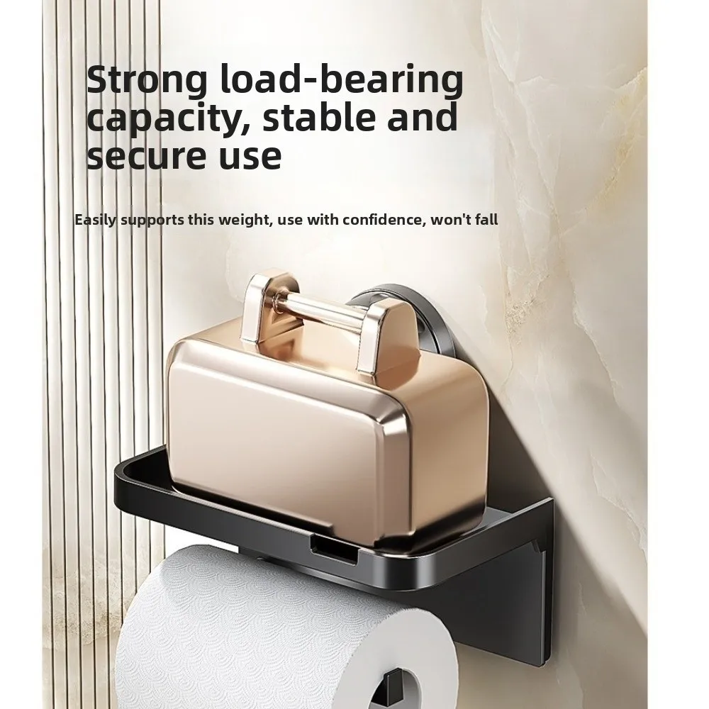 Suction Cup Bathroom Paper Holder Double Layer Multi-Functional Bathroom Storage Rack High-Quality No-Drill Toilet Paper Rack