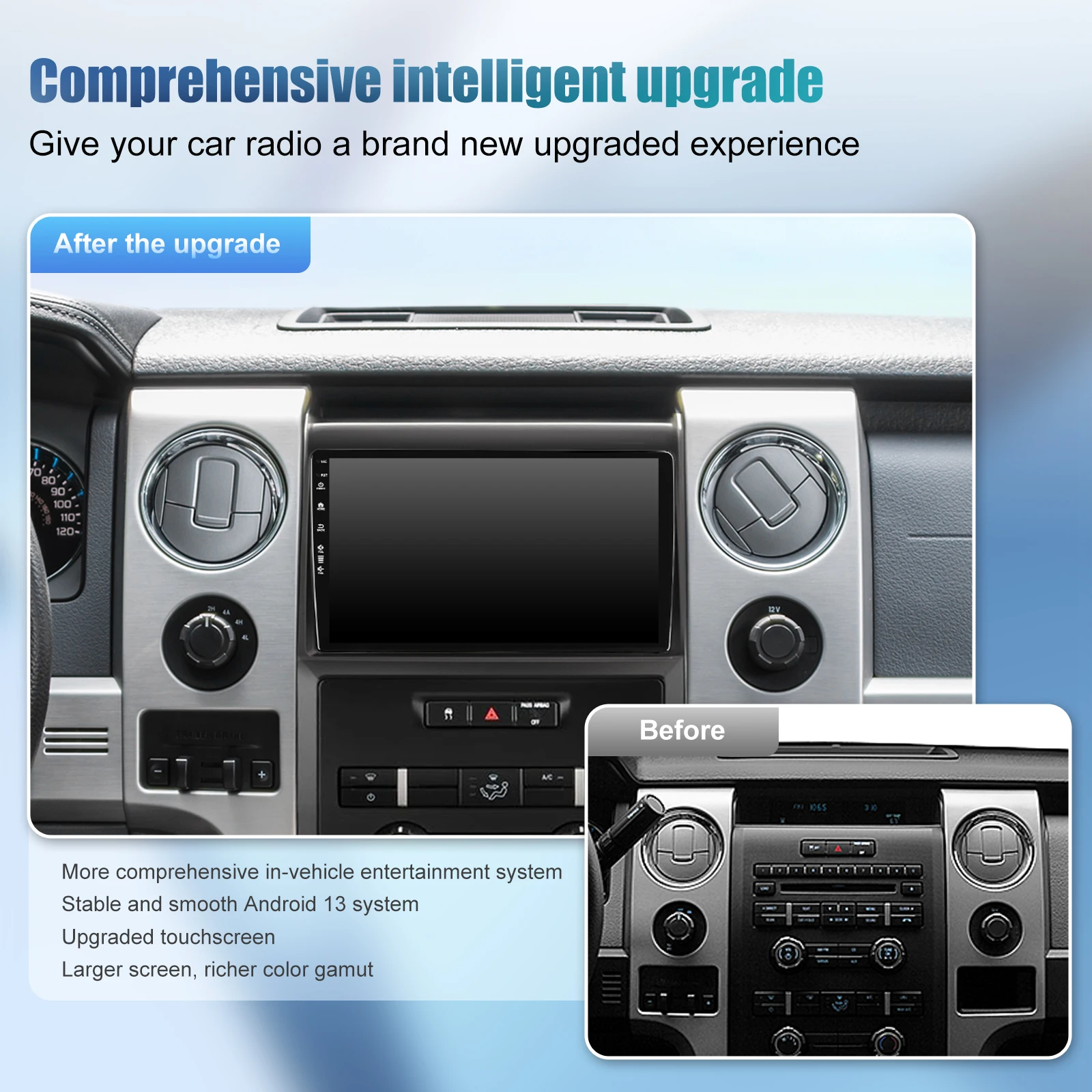Car Radio For Ford F150 F-150 2009 2010 2011 2012 Android13 Wireless CarPlay Android Auto Touch Screen GPS Navigation Bluetooth FM HD Backup Camera