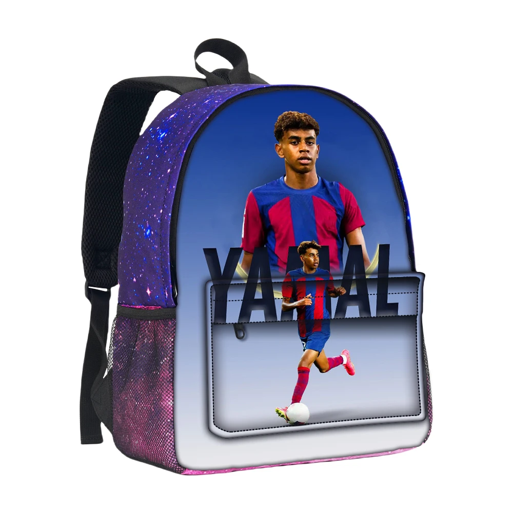 Boys Girls Backpack Knapsack Football Star Starry Sky Backpack School Bag L-Lamin Yamal Large Capacity Mochila Rucksack School view 5