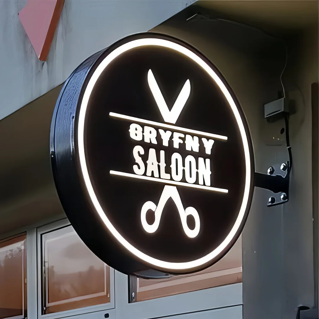 Outdoor Custom Aluminum lightbox sign Led Round Light Box Projecting Sign Double Sided Advertising Sign Billboard for Business