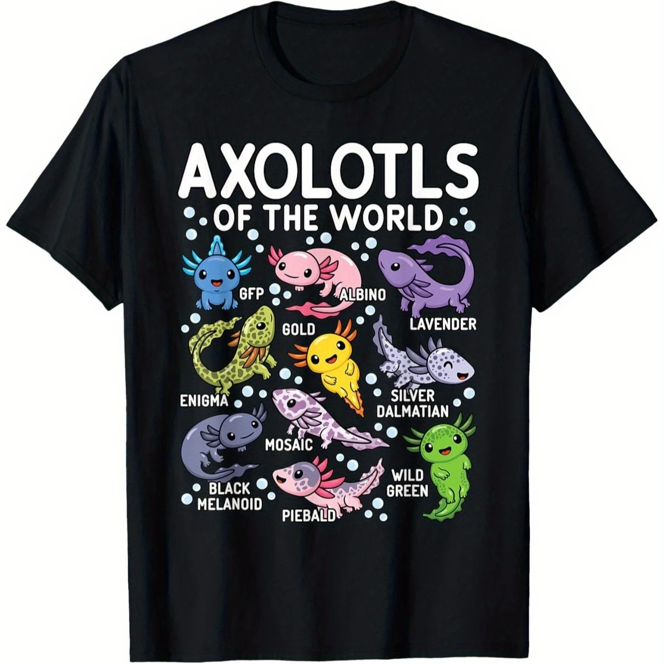 

Axolotls of The World Cute Kawaii Axolotl T-Shirt 100% Cotton O-Neck Short Sleeve Summer Casual Mens T-shirt Streetwear