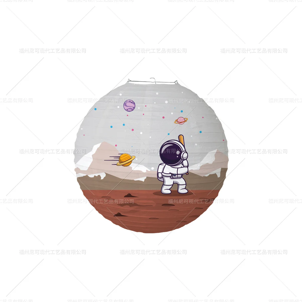 1 stücke 30 cm Astronaut Planet Raum Thema kinder Laterne Geburtstag Party Dekoration kinder Junge Planet Papier Laterne – Detail 8