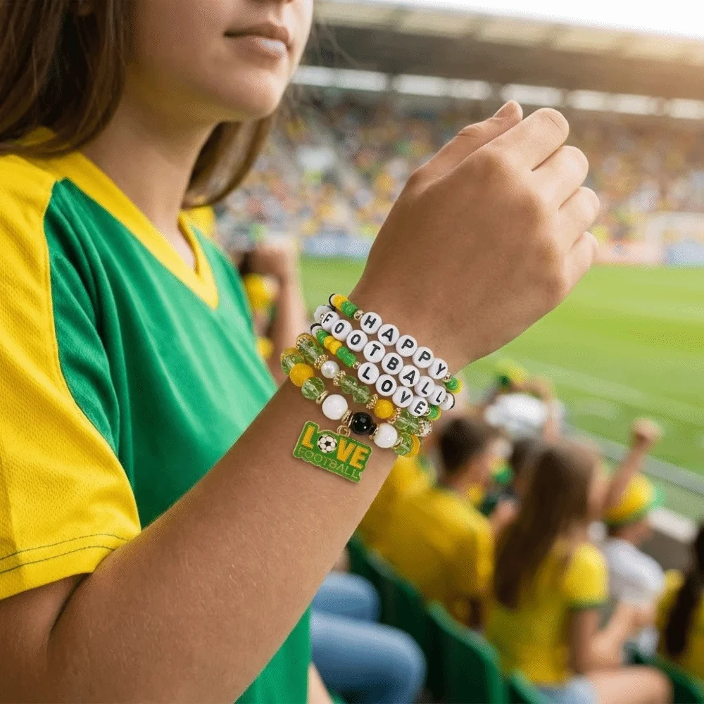 5pcs/set Creative Soccer Fan Stackable Bracelet Shoe Green Bracelet Set Individualistic Mix-and-match Handmade Beaded Hand Chain