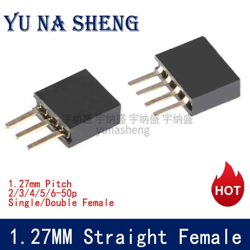 1.27mm  Single Row Pin Female Header Socket 1*2P 3P 4P 6P 8P 12P 15P 20P 40P  Pitch 1.27 1x40Pin Connector For Arduino PH4.3