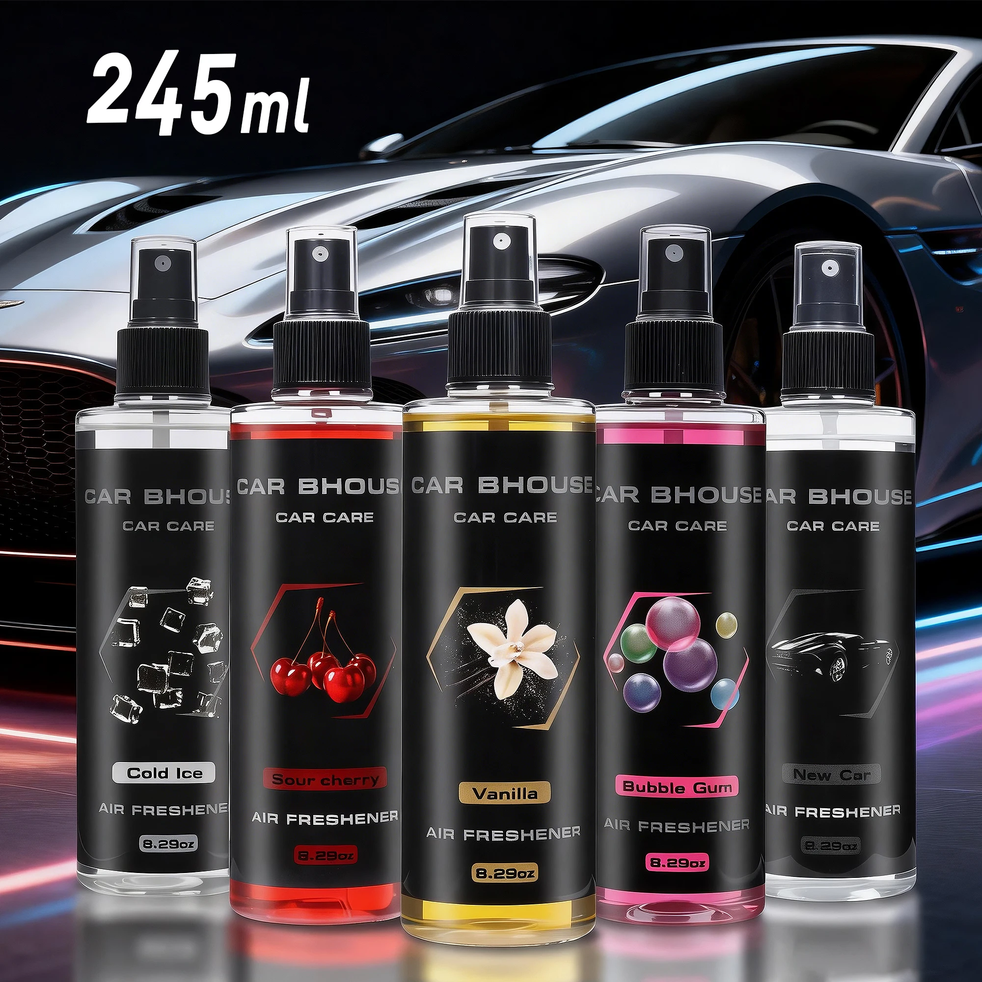 Aromatizante en Aerosol para Auto, Fragancia Floral y Frutal, Perfume Fresco, 8.29oz/245ml, Gran Capacidad, Desodorante para Interiores de Auto