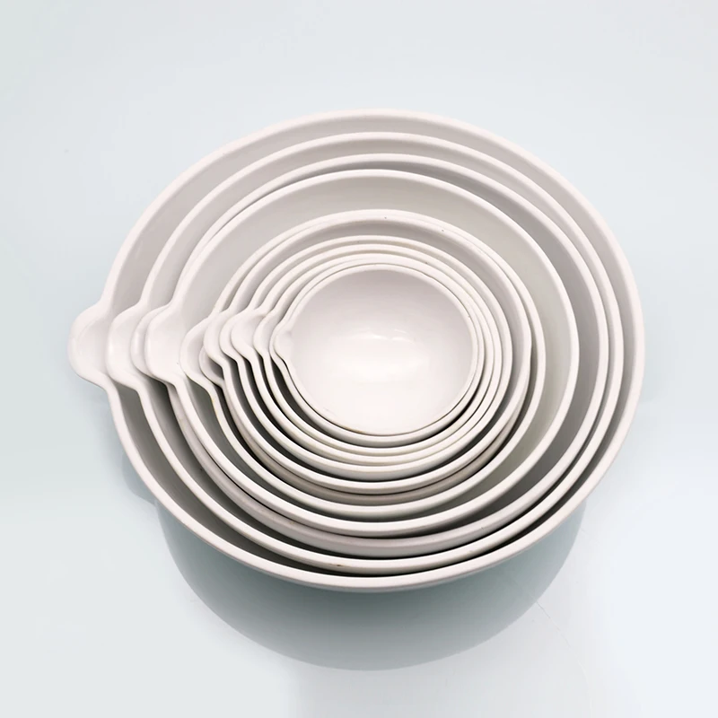 

Customized 35-5000ml experimental round bottom hemispherical evaporative porcelain dish