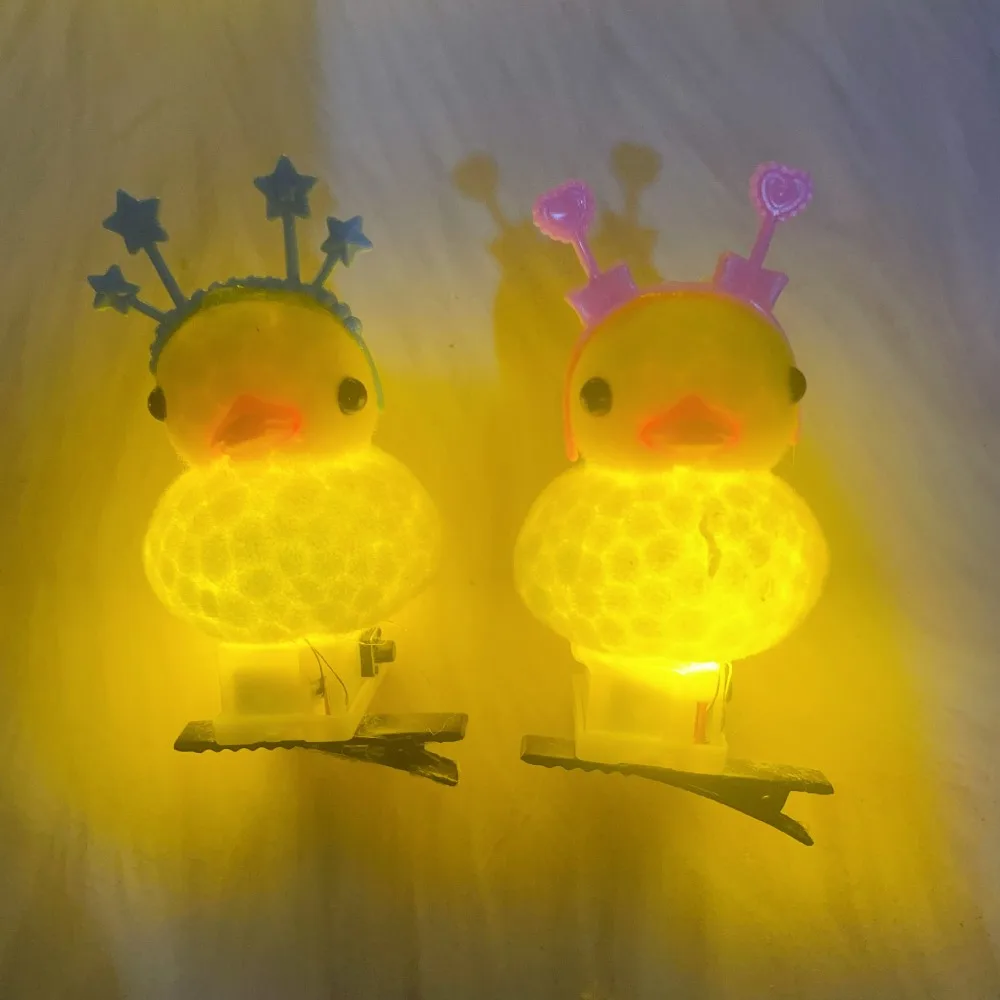 Gift Little Yellow Duck Glowing Duck Hair Clip Kawaii Cartoon Cute Hairpin Bowknot Spring Hair Hooks Children