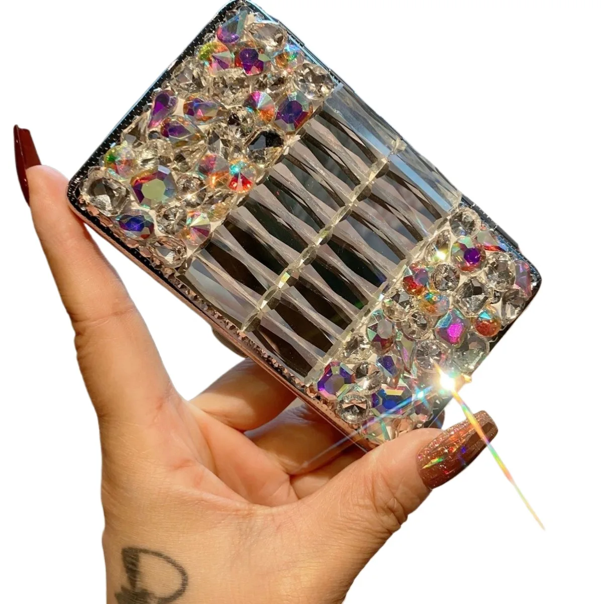 

Портативный футляр для сигарет из сплава с стразами, защитный чехол для женских курительных принадлежностей