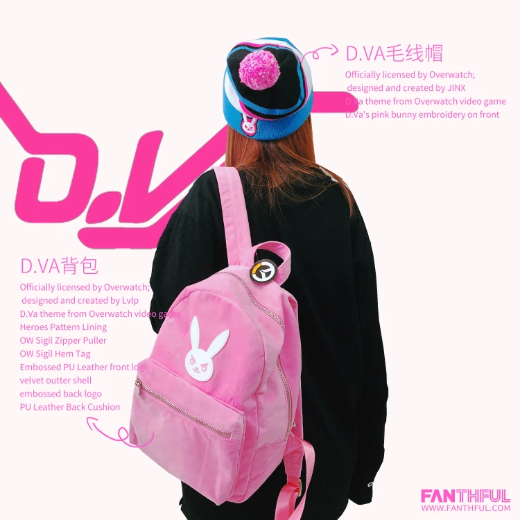 Spiel Overwatch Dva Rosa Rucksack Nette Studenten Schultasche Outdoor Reisetasche Cosplay Doujin Geschenke Für Frauen Und Mädchen