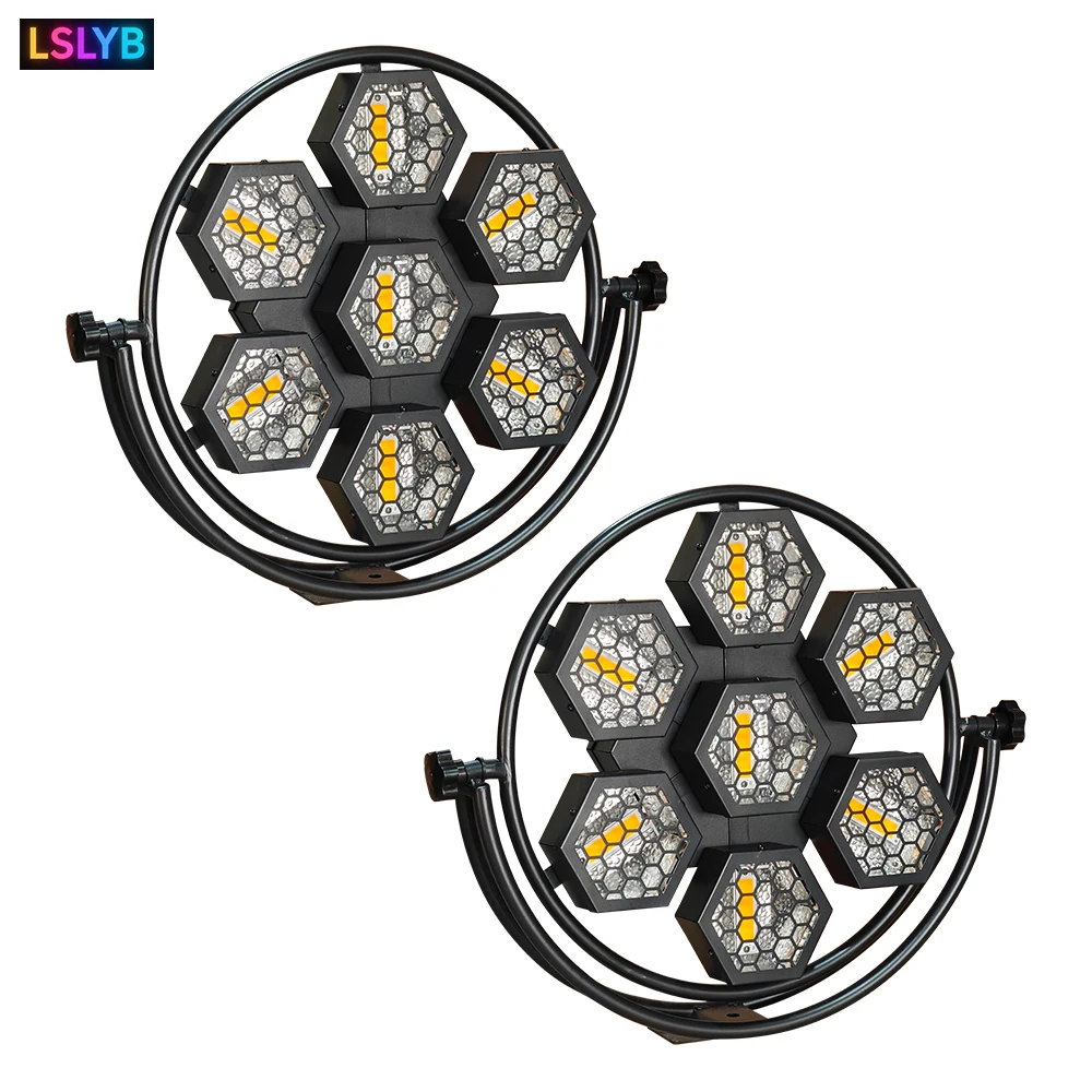 2 قطعة/المجموعة 350 واط أضواء فلاش الرجعية RGB + 7 الذهبي الأصفر Cob ضوء المرحلة DMX DJ الإضاءة المرحلة ضوء تأثير للحزب ديسكو الإضاءة