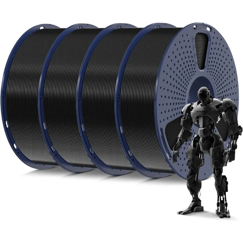 

Нить для 3D-принтера PLA 4 кг, 1,75 мм, 4 катушки, черная, 1 кг, каждый вакуумный герметик