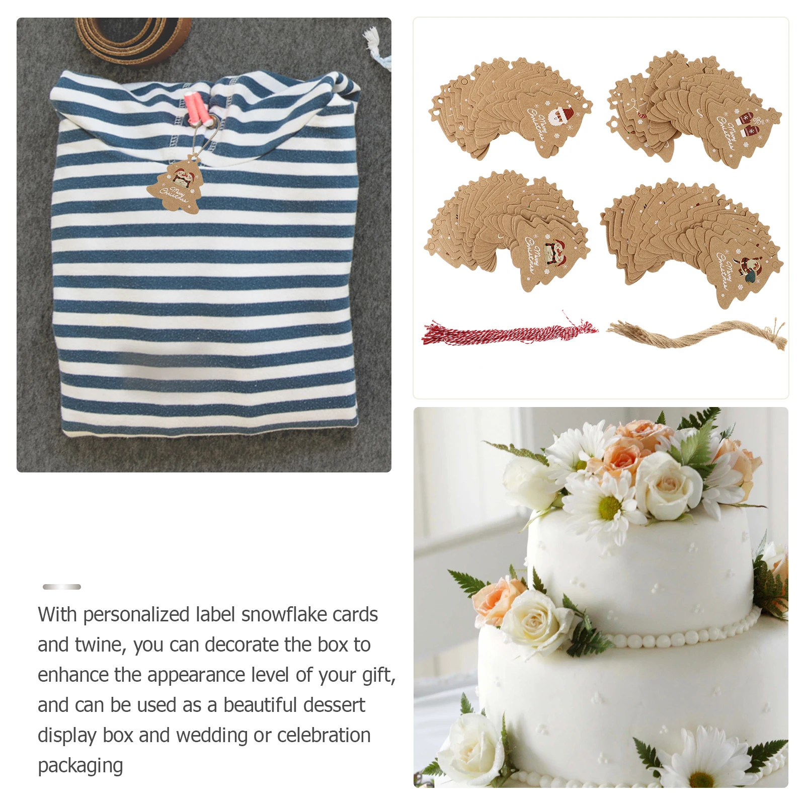 

1Set Kraft Paper Christmas Tag Hanging Ornament Vintage Design Xmas Tree Decoration Gift Hanging Pendant Christmas Tag