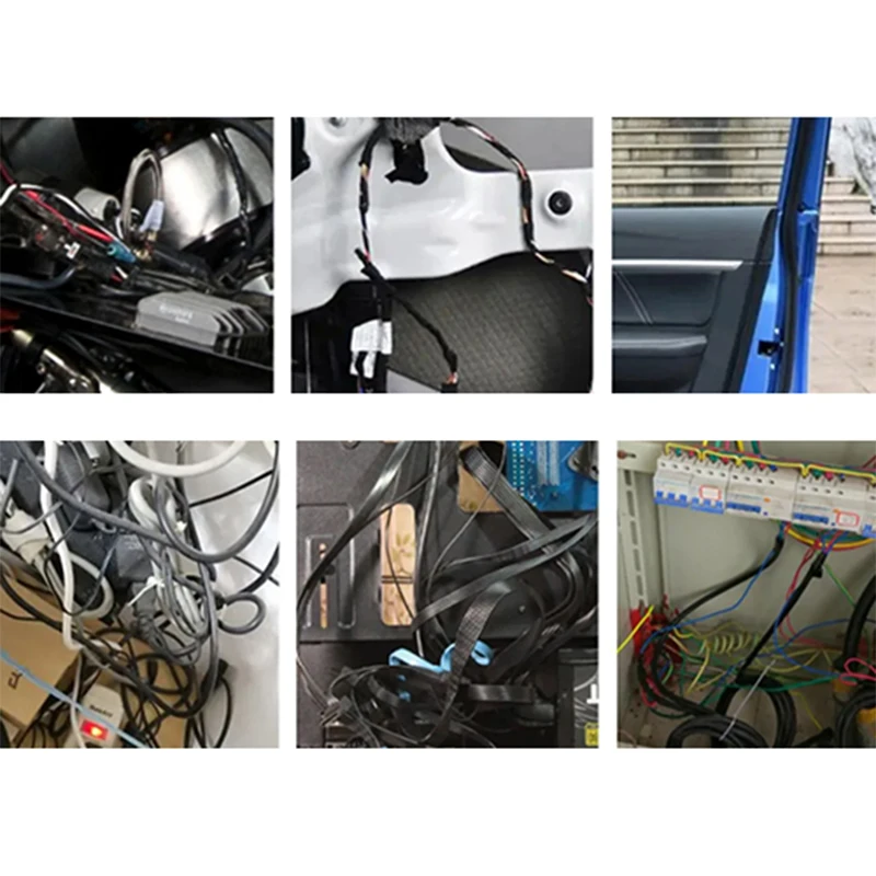 8/15/19 مللي متر 15/20 متر الأسود المخملية الأسلاك حزمة لهب تلوح في الأفق تسخير شريط كهربائي لاصق قماش نسيج الأسلاك