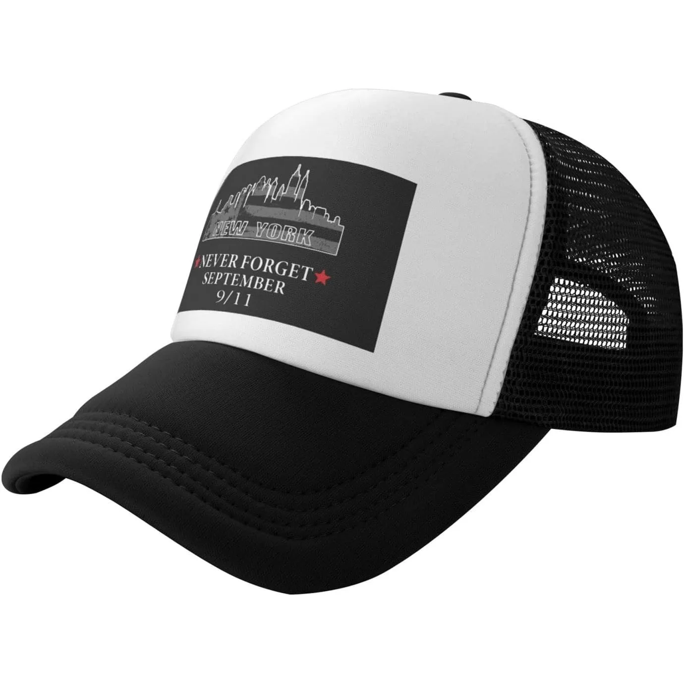 911 Never Forget Skyline Trucker Hat Unisex Mesh Baseball Snapback Cap Outdoor Casual