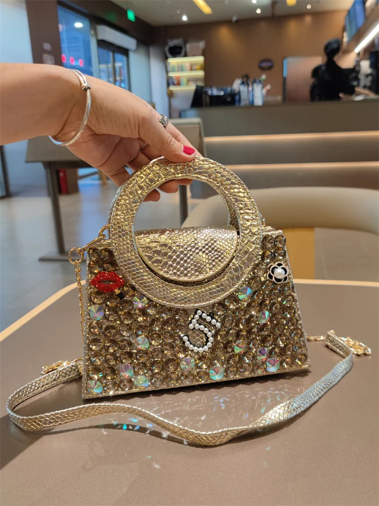 

Ele Diamond Chain Crossbody High-ade Leather Handbag for Evening Par Single oulder Lady Bag Sweet Lady Sle