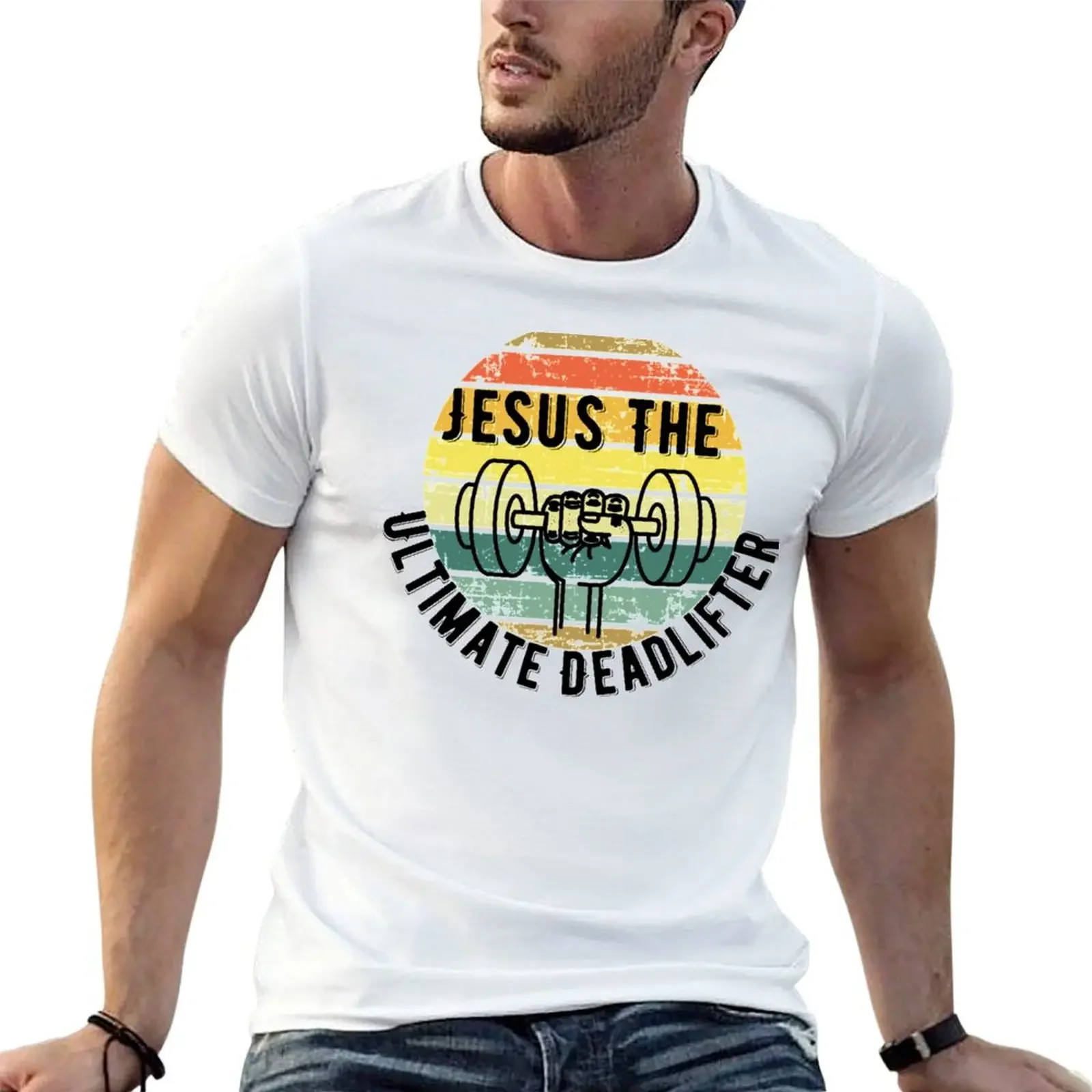 

Jesus The Ultimate Deadlifter T-Shirt tops rapper graphic tees basketball graphic tees mens graphic t-shirts big and tall