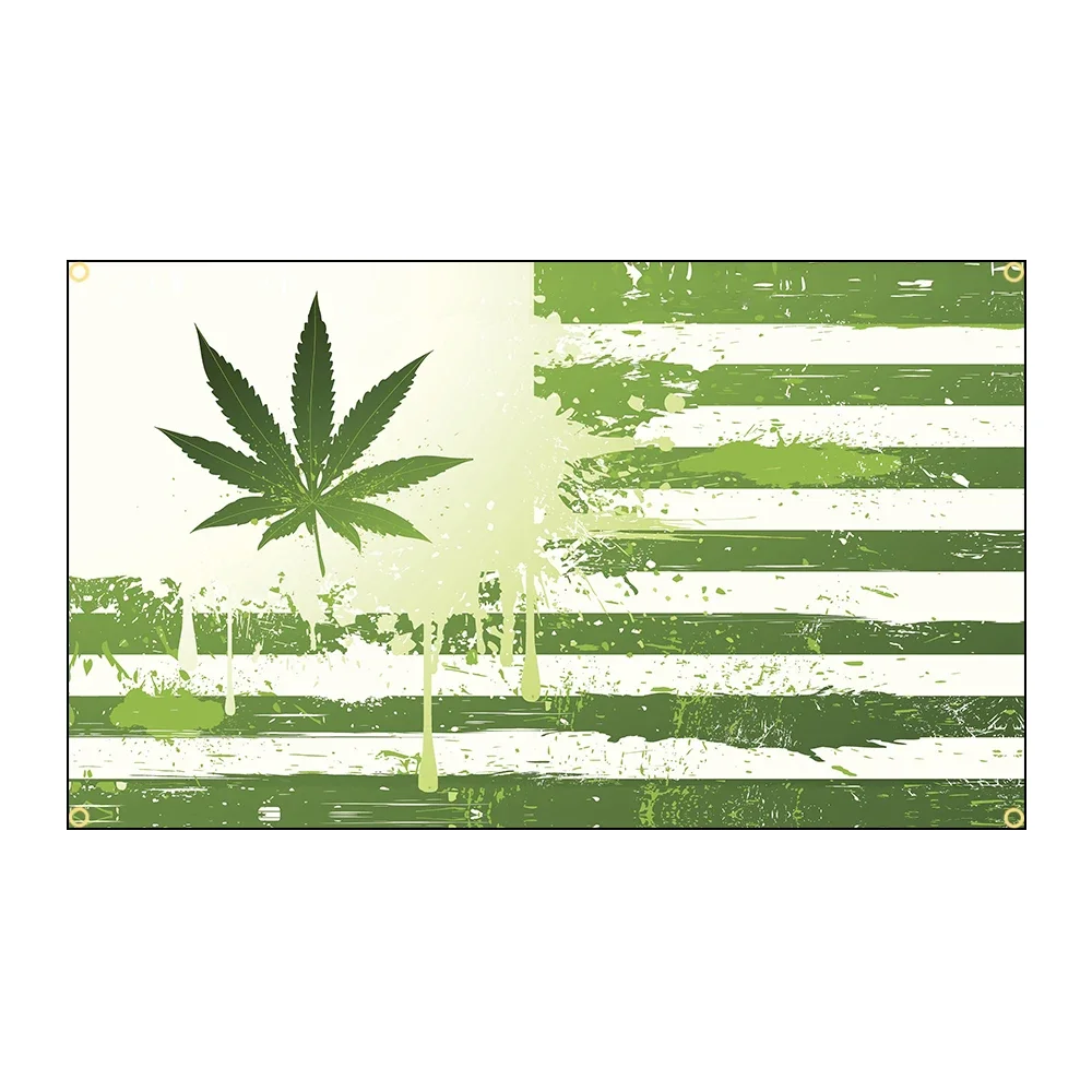 3x5Fts 90X150cm Green American Leaf Weed Flags  Panoramic Wallpaper Tapestry Wall Hanging Tapestries Bedroom 3d Home Decoration